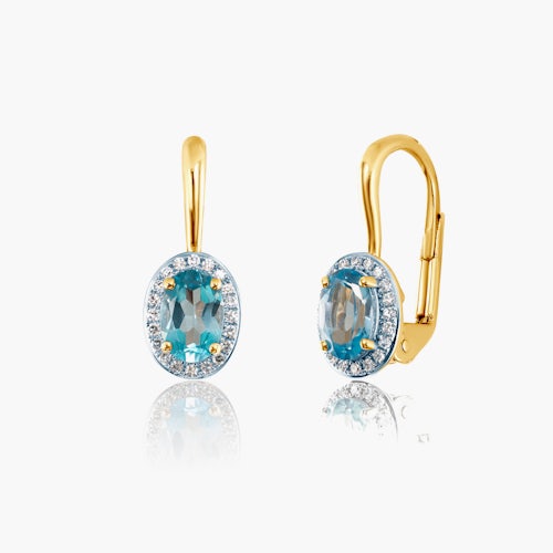 Kolczyki Savicki: złote, diamenty, topazy